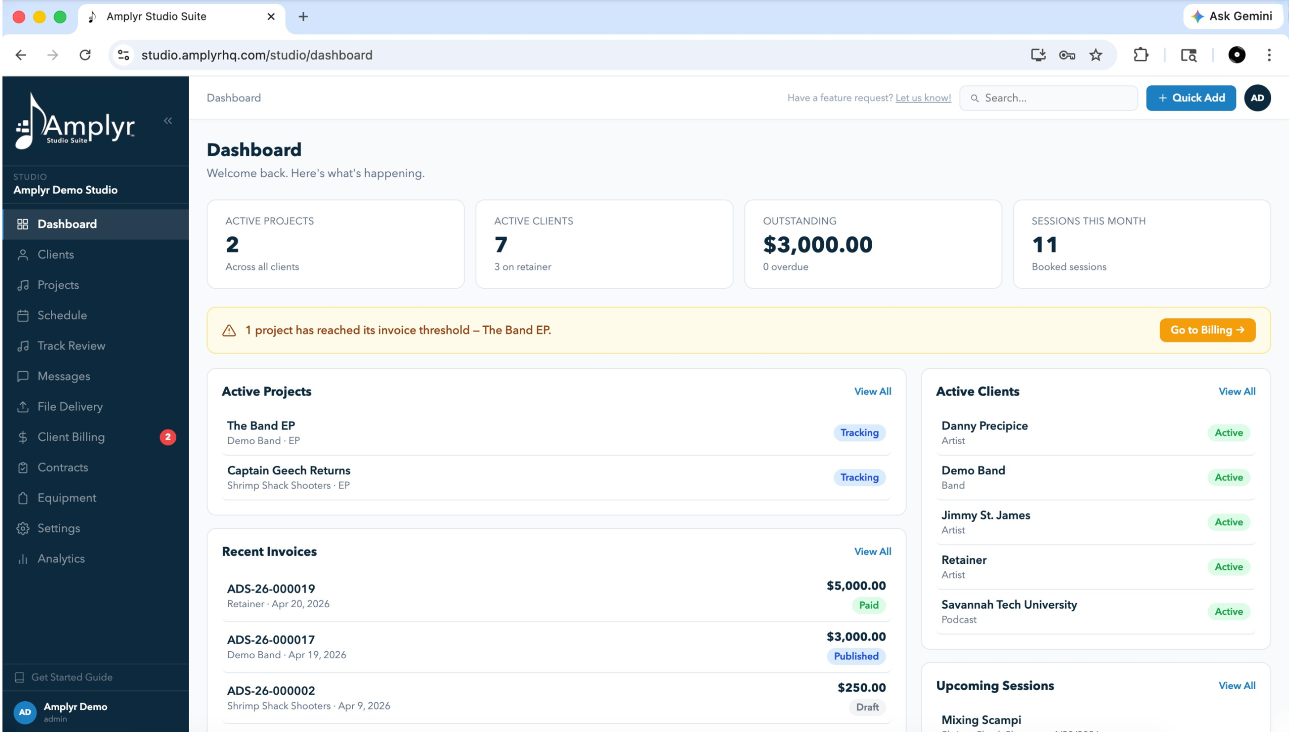 Amplyr Studio Suite Dashboard