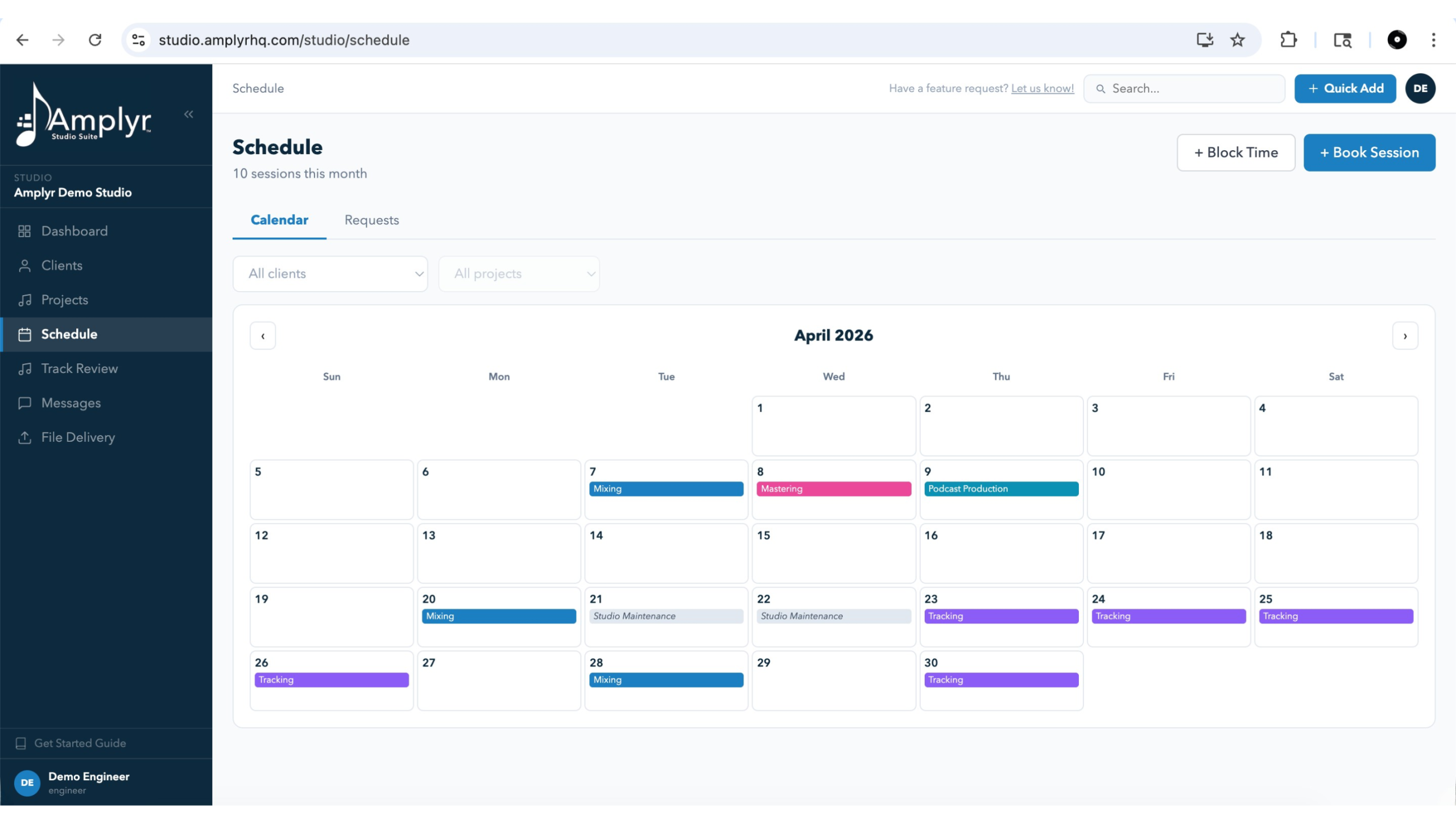 Amplyr Studio Scheduling